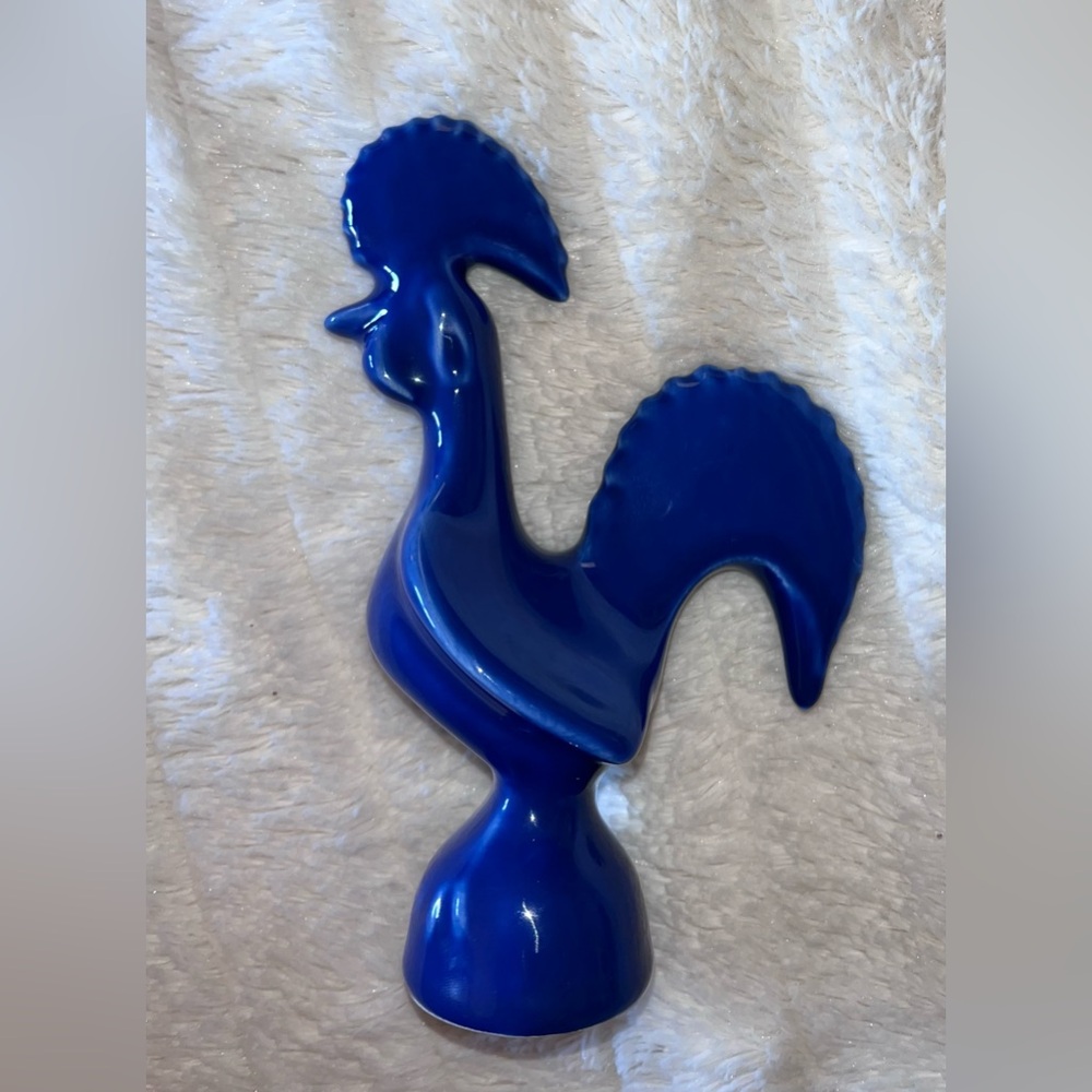 Blue Alegria Rooster Figurine